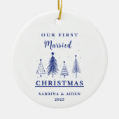 Kerstboom Patroon |Eerste getrouwde kerst Keramisch Ornament (Voorkant)