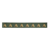 Kerstboom Patroon Elegant Hunter Green Gold Satijnen Lint (Voorkant)