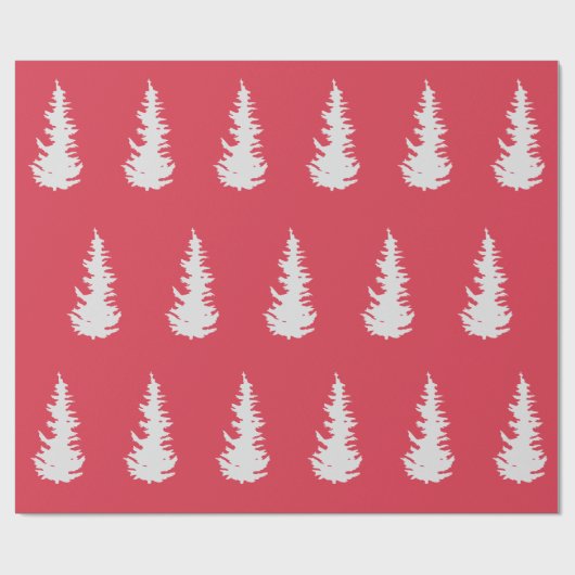Kerstboom Patroon Elegant Rood Wit Gift Cadeaupapier (Vlak)