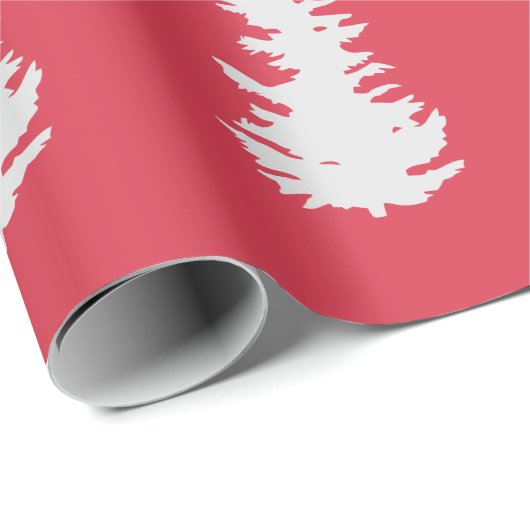 Kerstboom Patroon Elegant Rood Wit Gift Cadeaupapier (Rol Hoek)