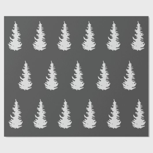 Kerstboom Patroon Elegant Zwart Wit Gift Cadeaupapier (Vlak)