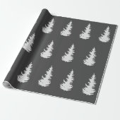 Kerstboom Patroon Elegant Zwart Wit Gift Cadeaupapier (Uitgerold)