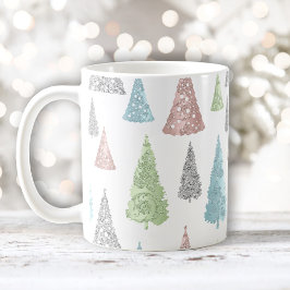 Kerstboom Patroon Elegante glitter pastel Koffiemok