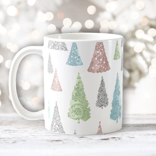Kerstboom Patroon Elegante glitter pastel Koffiemok