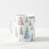 Kerstboom Patroon Elegante glitter pastel Koffiemok (Voorkant links)