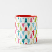 KERSTBOOM PATROON feestelijk modern minimaal Tweekleurige Koffiemok (Center)
