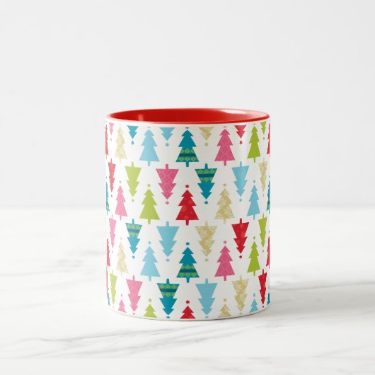KERSTBOOM PATROON feestelijk modern minimaal Tweekleurige Koffiemok (Center)