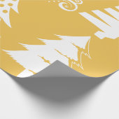 Kerstboom patroon goud wit cadeaupapier (Hoek)