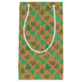 Kerstboom Patroon Gouden Brons Klein Cadeauzakje (Voorkant)