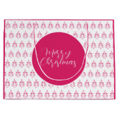 Kerstboom Patroon Heet Roze Groot Cadeauzakje (Voorkant)
