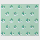 Kerstboom Patroon in de groene achtergrond Cadeaupapier (Vlak)