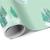 Kerstboom Patroon in de groene achtergrond Cadeaupapier (Rol Hoek)