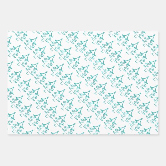 Kerstboom patroon in rood, blauw, groen inpakpapier vel (Voorkant 3)