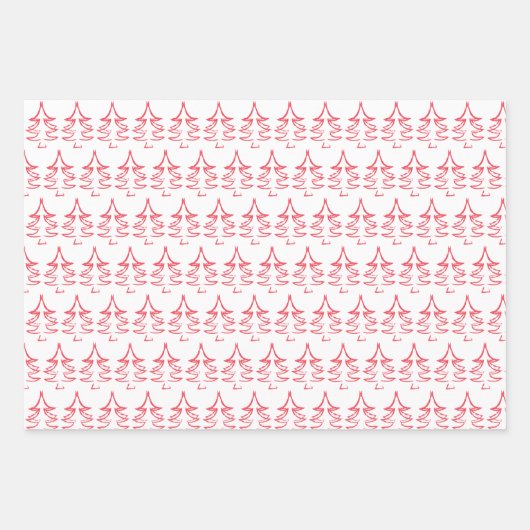 Kerstboom patroon in rood, blauw, groen inpakpapier vel (Voorkant)