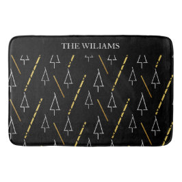 Kerstboom patroon in zwart, wit en goud badmat