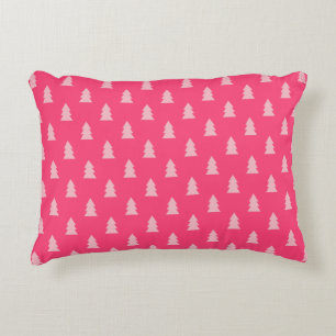Kerstboom patroon pastel roze paarse groen accent kussen