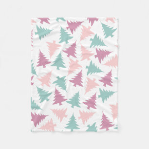 Kerstboom patroon pastel roze paarse groen fleece deken
