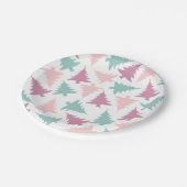 Kerstboom patroon pastel roze paarse groen papieren bordje (Gekanteld)