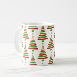 Kerstboom patroon rood en groen krabbel b koffiemok