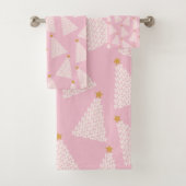 Kerstboom patroon roze bad handdoek (Insitu)