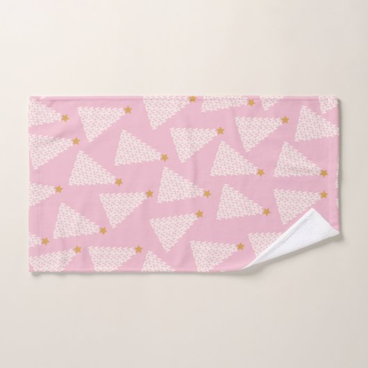 Kerstboom patroon roze bad handdoek (Handdoek)