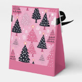 Kerstboom patroon roze gunst doos bedankdoosjes (Achterkant)