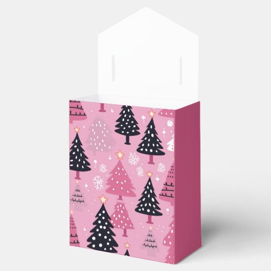 Kerstboom patroon roze gunst doos bedankdoosjes (Geopend)