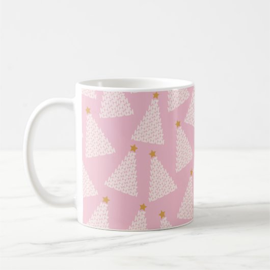 Kerstboom patroon roze koffiemok (Links)