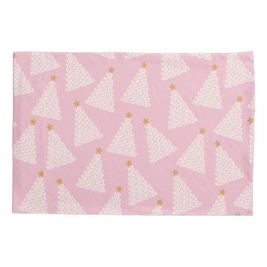 Kerstboom patroon roze kussensloop (Achterkant)