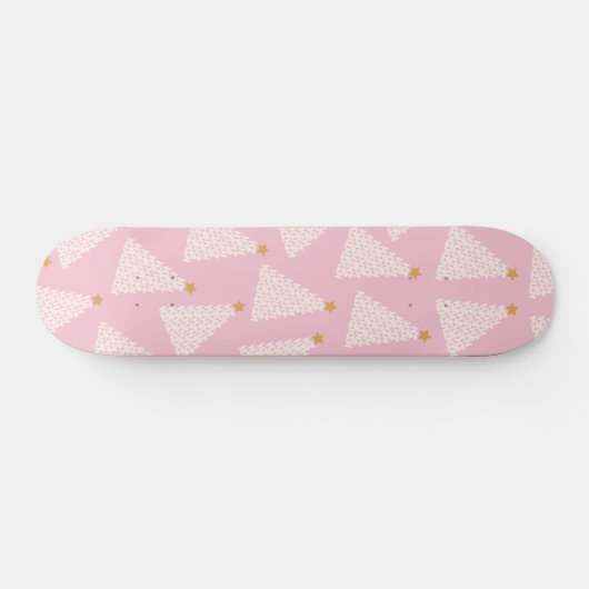 Kerstboom patroon roze persoonlijk skateboard (Horizontaal)