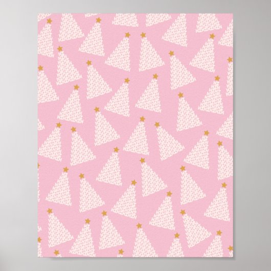 Kerstboom patroon roze poster (Voorkant)