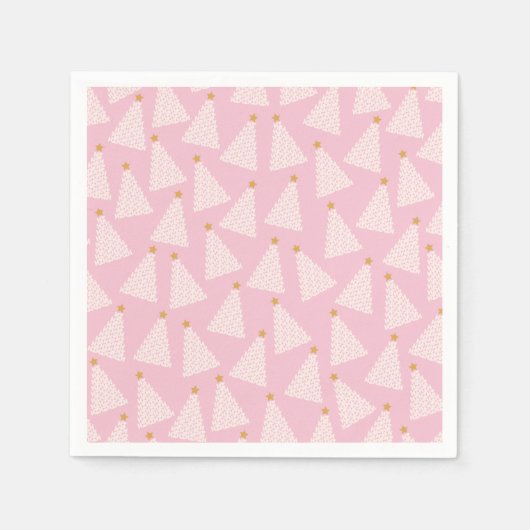 Kerstboom patroon roze servet (Voorkant)