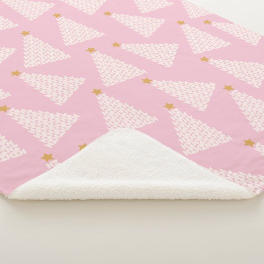 Kerstboom patroon roze sherpa deken (3/4)