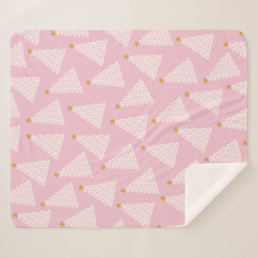 Kerstboom patroon roze sherpa deken (Voorkant (horizontaal))