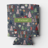 Kerstboom Patroon Sleigh de hele dag Blikjeskoeler (Achterkant)