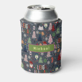 Kerstboom Patroon Sleigh de hele dag Blikjeskoeler (Blikje Achterkant)