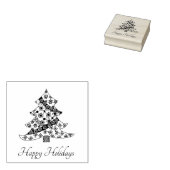 Kerstboom Patroon Stijlvol Script Vakantie Rubberstempel (Gestempeld)