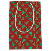 Kerstboom Patroon Vakantie Rood Medium Cadeauzakje (Voorkant)