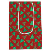 Kerstboom Patroon Vakantie Rood Medium Cadeauzakje (Achterkant)