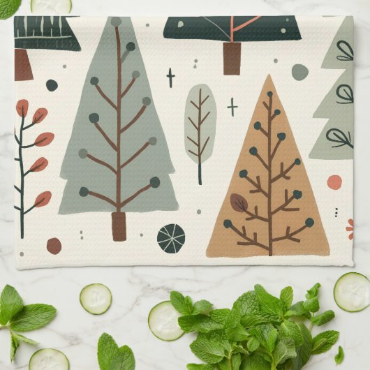 Kerstboom Patroon vakantie Theedoek (Gevouwen)