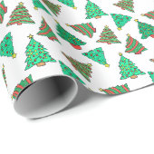 Kerstboom Patroon Vakantie Wit Cadeaupapier (Rol Hoek)