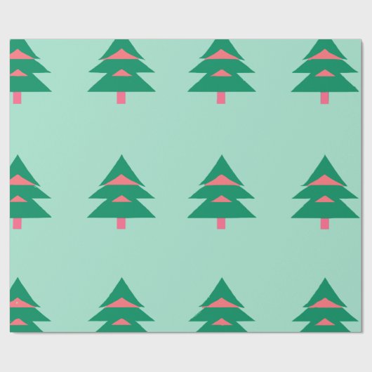 Kerstboom patroon winter wrapping papier (Vlak)