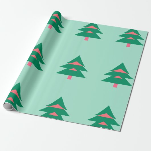 Kerstboom patroon winter wrapping papier (Uitgerold)