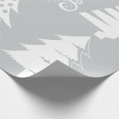Kerstboom patroon zilver wit cadeaupapier (Hoek)
