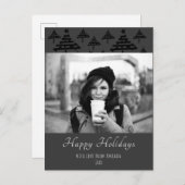 Kerstboom Patroon Zwart-wit Foto Feestdagenkaart (Voorkant / Achterkant)