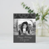 Kerstboom Patroon Zwart-wit Foto Feestdagenkaart (Staand voorkant)