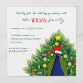 Kerstboom Pauw Kerstfeest Uitnodiging  (Voorkant)