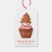 Kerstboom & Pepermunt Cupcake Cadeaulabel (Voorkant)