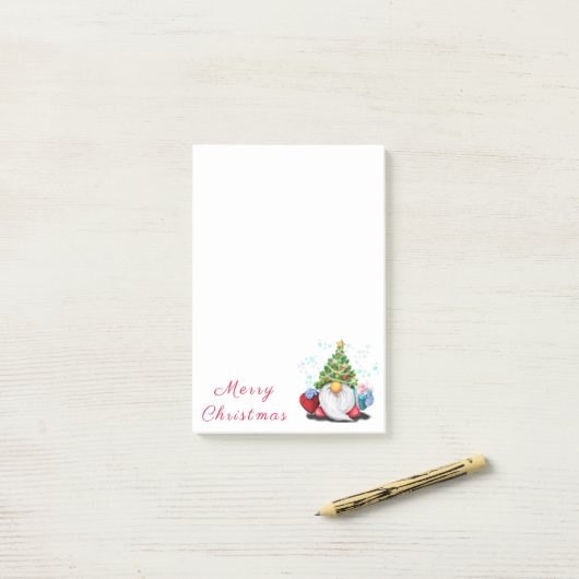 Kerstboom Pet Gnome met Gift Sticky Notes (Op bureau)