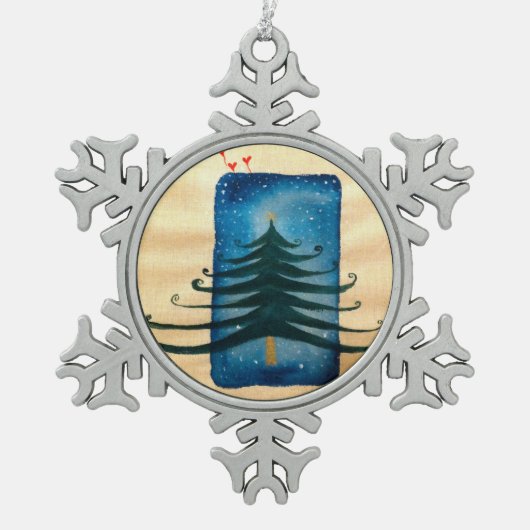 Kerstboom Pewter Sneeuwvlok Decoratie (Voorkant)